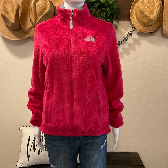 NWOT, Northface “Pink Fuzzy” Osito Jacket in a Woman’s Size Small. Pink and Gray - Picture 1 of 12